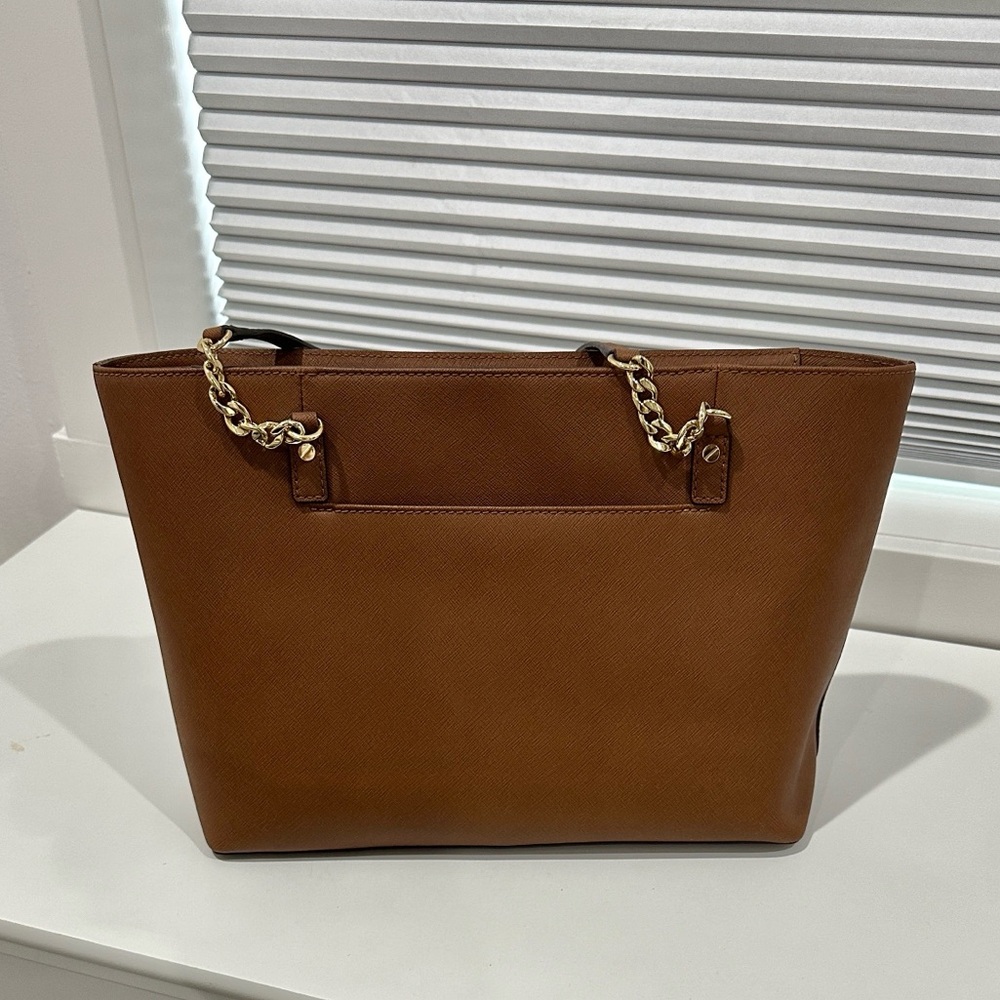 Michael Kors Brown Leather Tote with Gold Accents - Picture 2 of 6